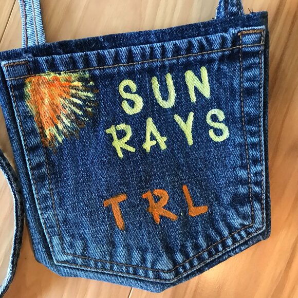 Handmade Crossbody Bag: Recycled Denim Table Rock Lake Theme Cell Phone Holder - Picture 3 of 12